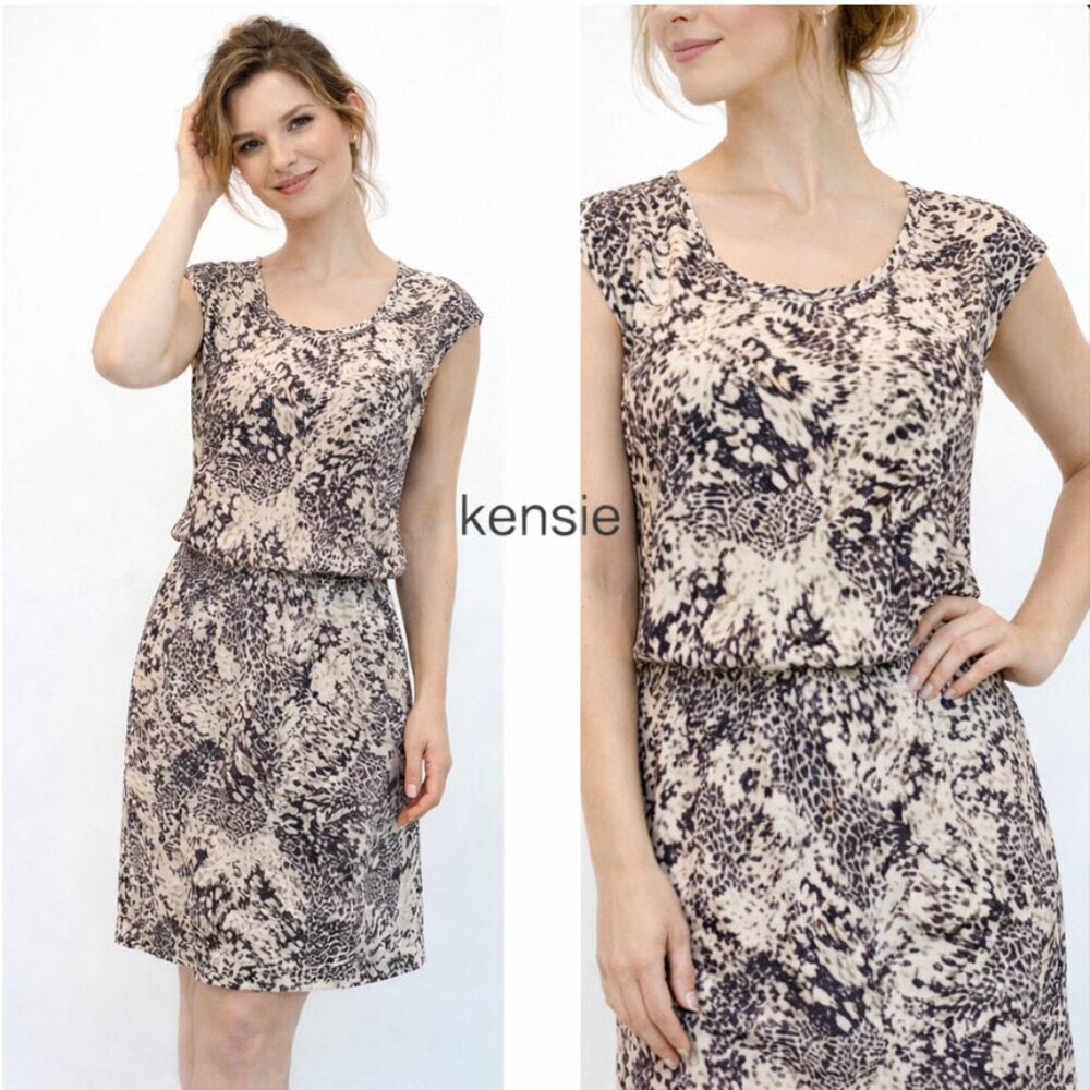 Kensie Sheath Mini Dress Animal print Crew Neck Size large